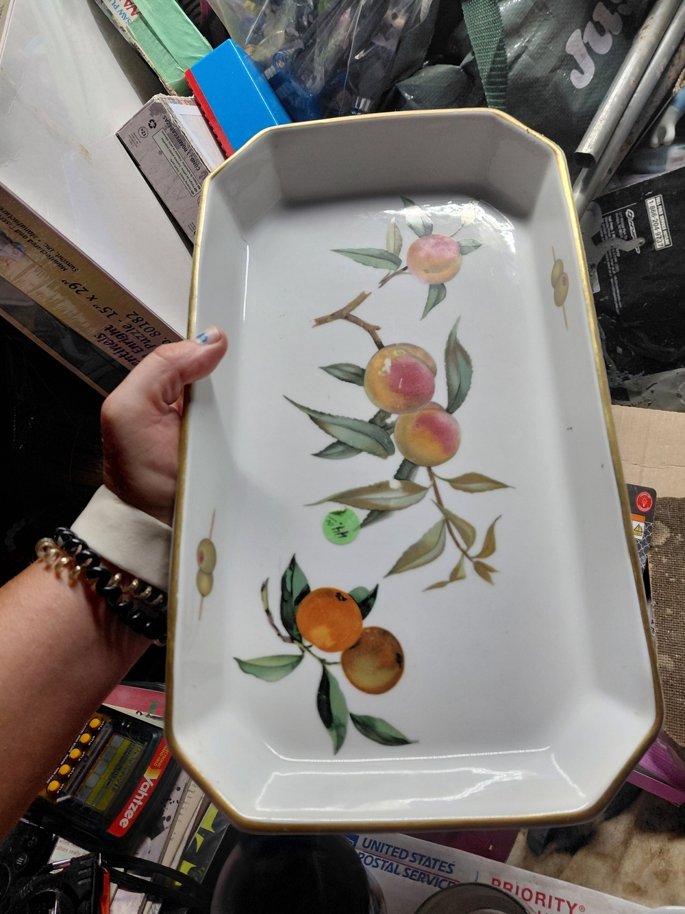vintage Royal Worcester Evesham Gold rectangular porcelain serving dish